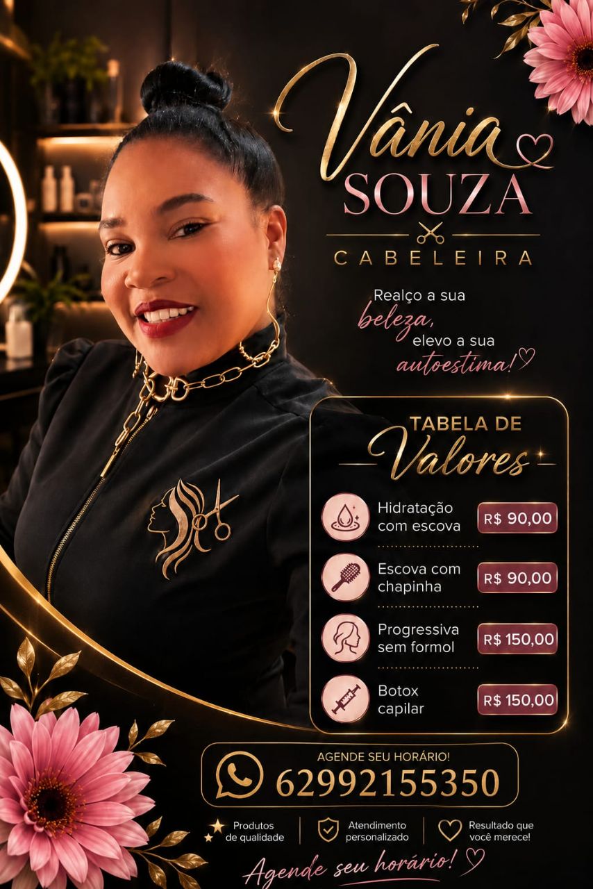 Interior elegante do Salão Vânia Souza em Guapó GO